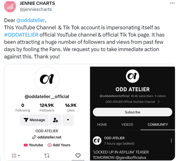 Fan đang tích cực chia sẻ bài đăng bày tỏ hy vọng phía Jennie sớm có động thái đáp trả đối với kênh YouTube và tài khoản TikKok giả mạo