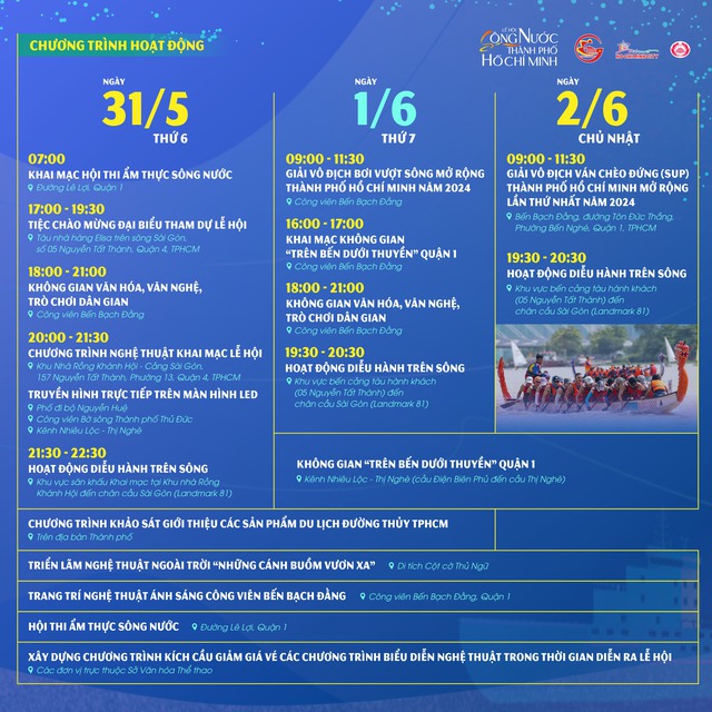 Các chương trình cụ thể tại Lễ hội sông nước TP. Hồ Chí Minh lần 2 năm 2024 .