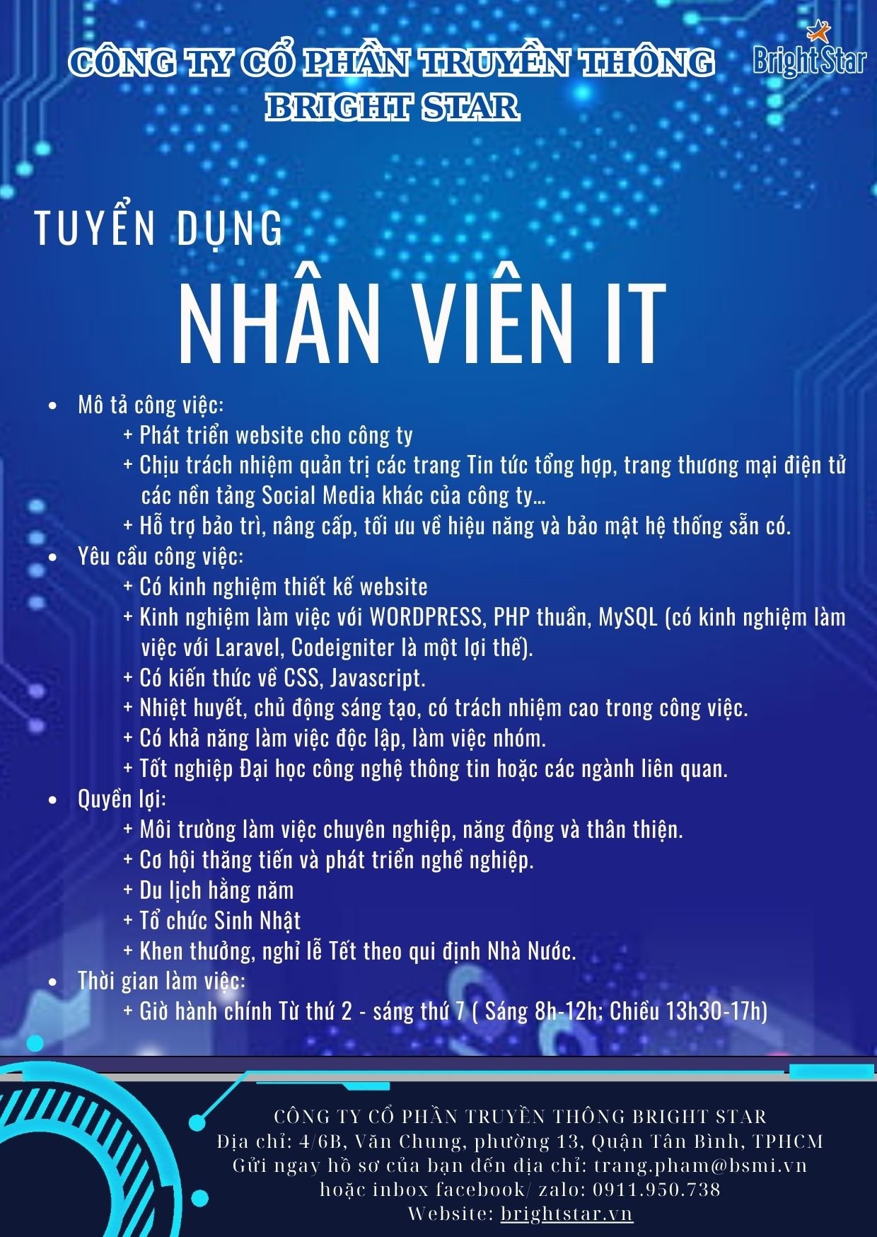 Công ty Bright Star tuyển dụng PHP Developer